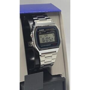 Casio Digital Mens Classic watch Stainless steel band A158WA-1